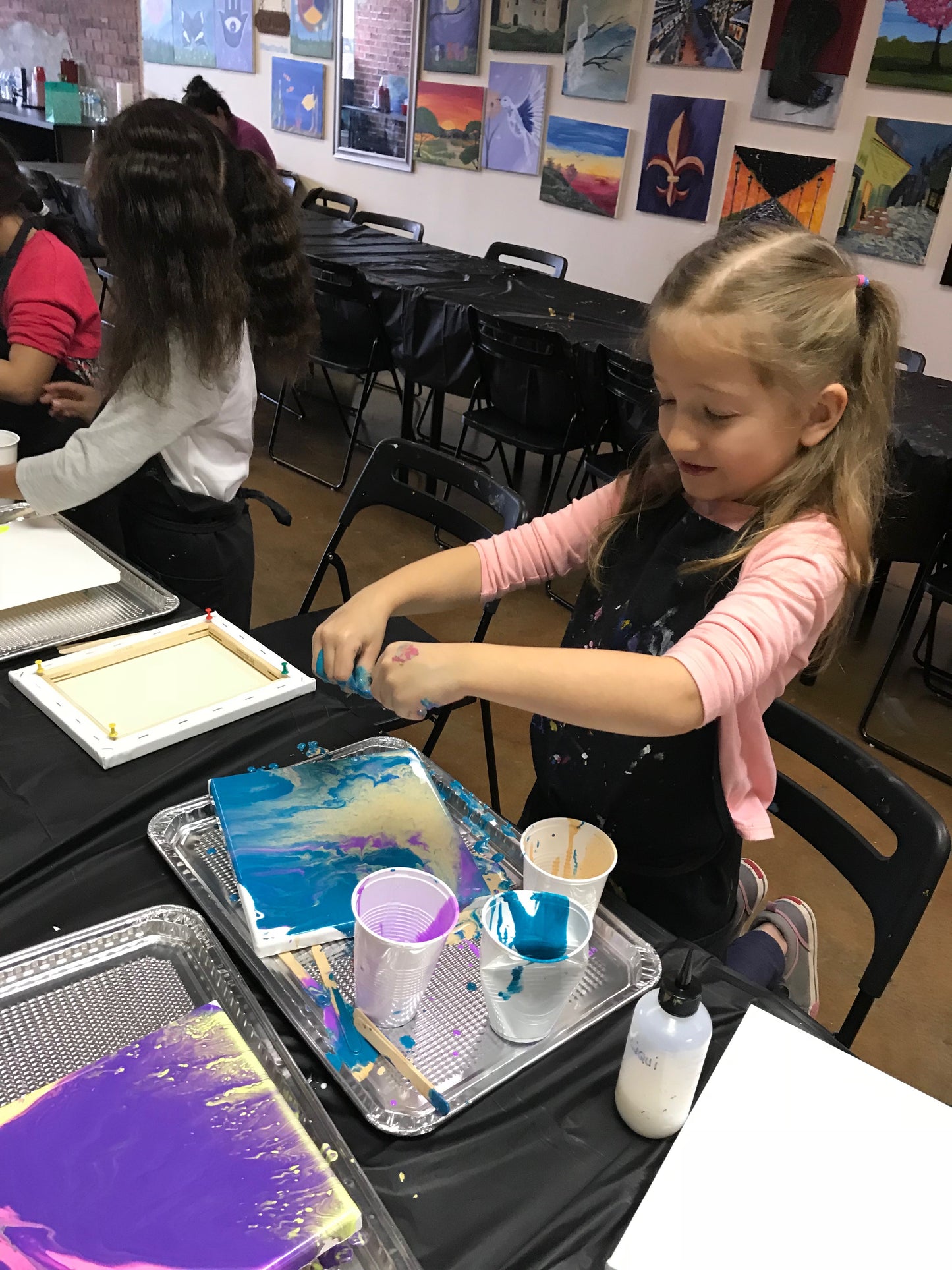 Wed, Feb 12th, 4-6p Kids Paint "Acrylic Pour” Public Houston Painting Class