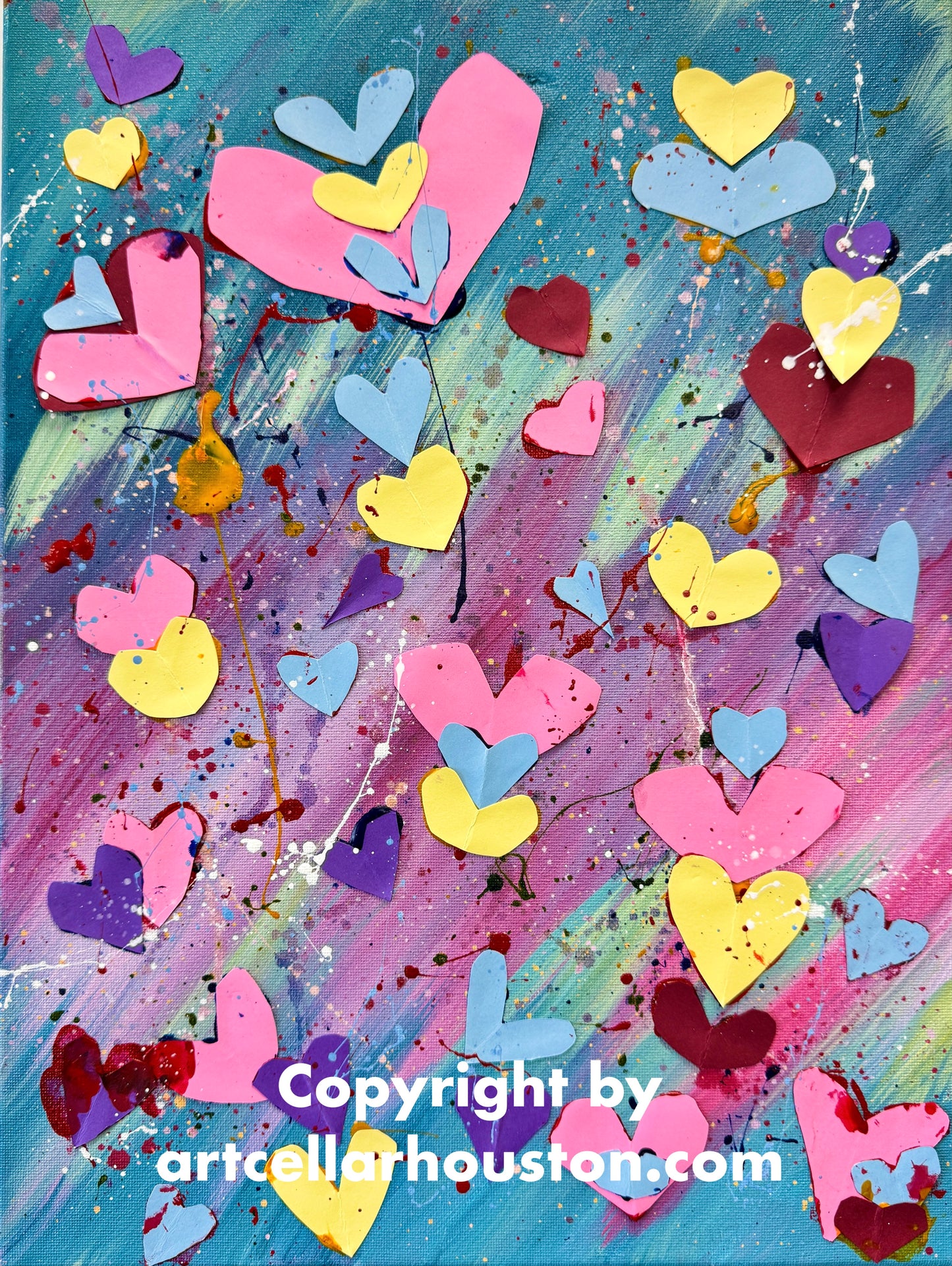 Wed, Feb 5th, 4-6P “Mixed Media Hearts” Public Houston Kids Paint Class