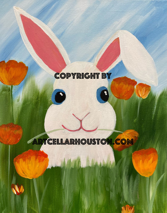 Wed, Mar 20th, 4-6P Kids Paint “Springtime Bunny” Public Houston Painting Class