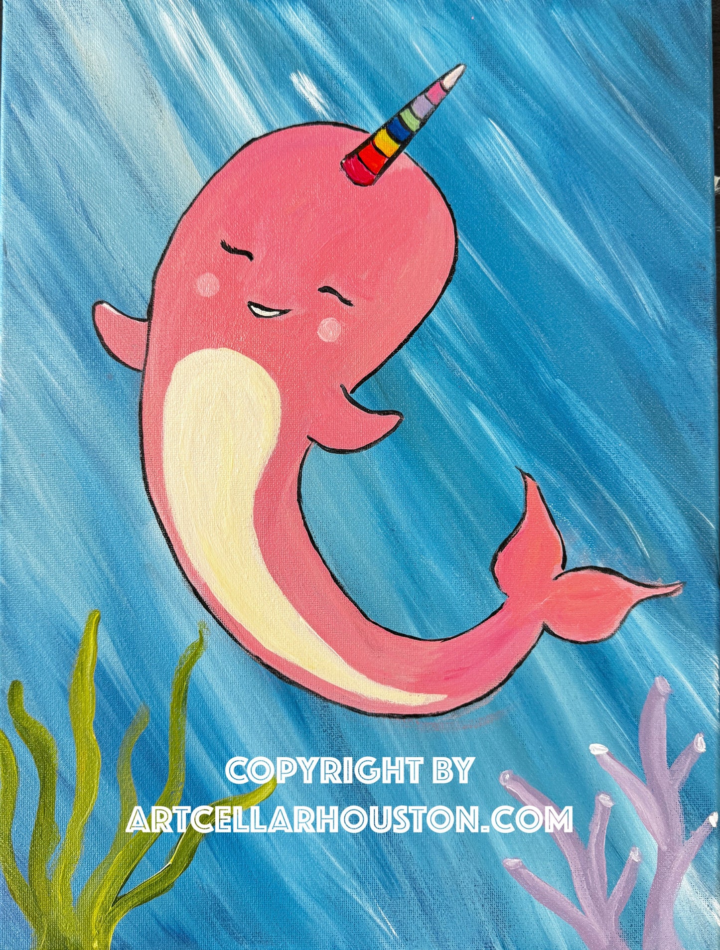 Wed, Feb 28th, 4-6P “Sweet Narwhal” Public Houston Kids Paint Class
