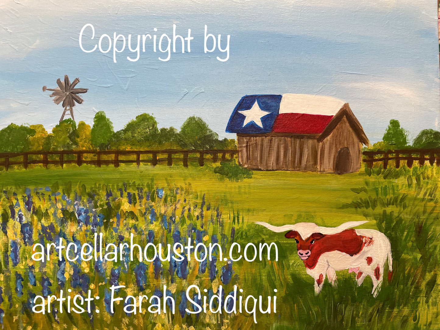 Wed, Mar 1st, 4-6P Kids Paint “A Texas Day” Public Houston Painting Class