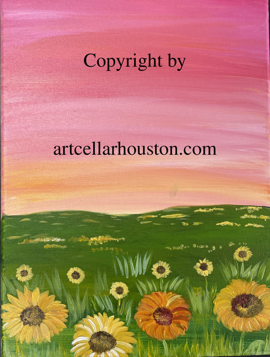Sun, Feb 22nd, 2-4P "Sunflower Fields" Private Houston MOBILE Kids Painting Party