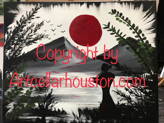 Thu, Feb 17, 630-9P Third Thursdays: “Under the Red Moonlight” Public Houston Wine & Paint Class