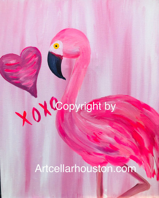 Fri, Apr 26th, 5-7P “Flamingo Love” Private Houston Kids Painting Party