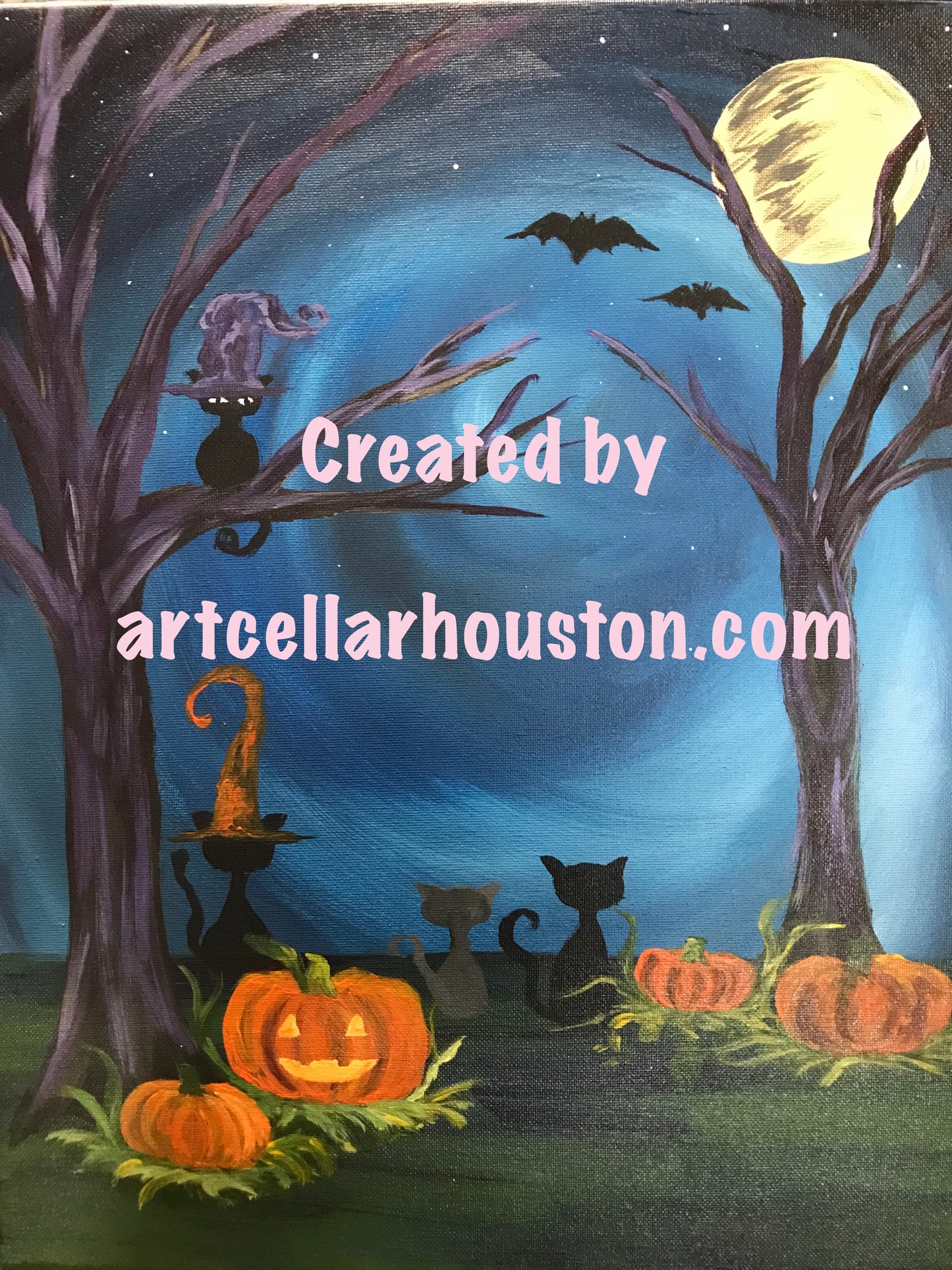 Wed, Oct 11th, 4-6P Kids Paint “Haunted Woods” Public Houston Painting Class