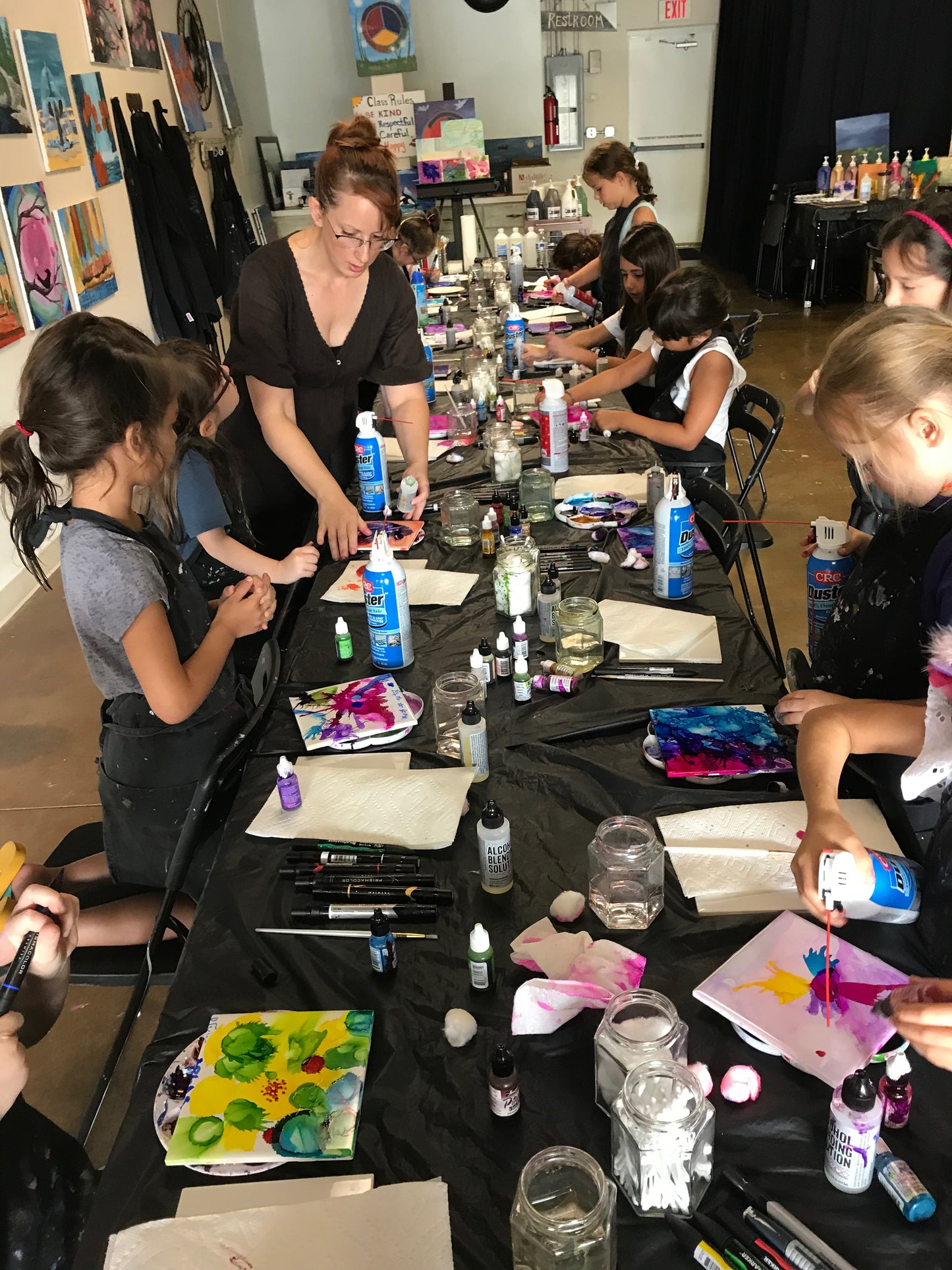Wed, Sep 16, 4-6p Kids Paint: Alcohol Inks on Tile Public Houston Painting Class