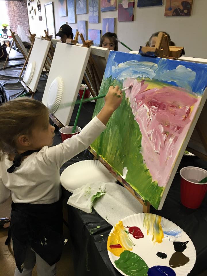 Wed, Aug 10, 330-5pm “Cherry Blossoms" Kids Paint Public Houston Painting Class
