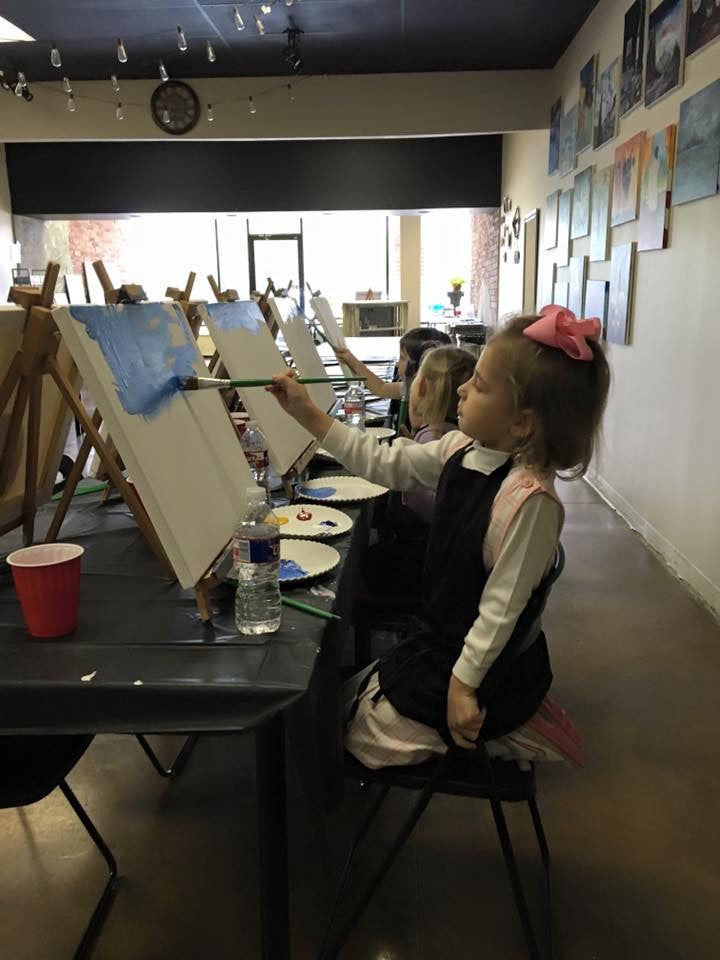 Wed, Aug 10, 330-5pm “Cherry Blossoms" Kids Paint Public Houston Painting Class