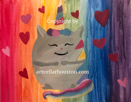 Sun, Jun 2nd, 11a-1p “Rainbow UniKitty” Houston Private Kids Painting Party