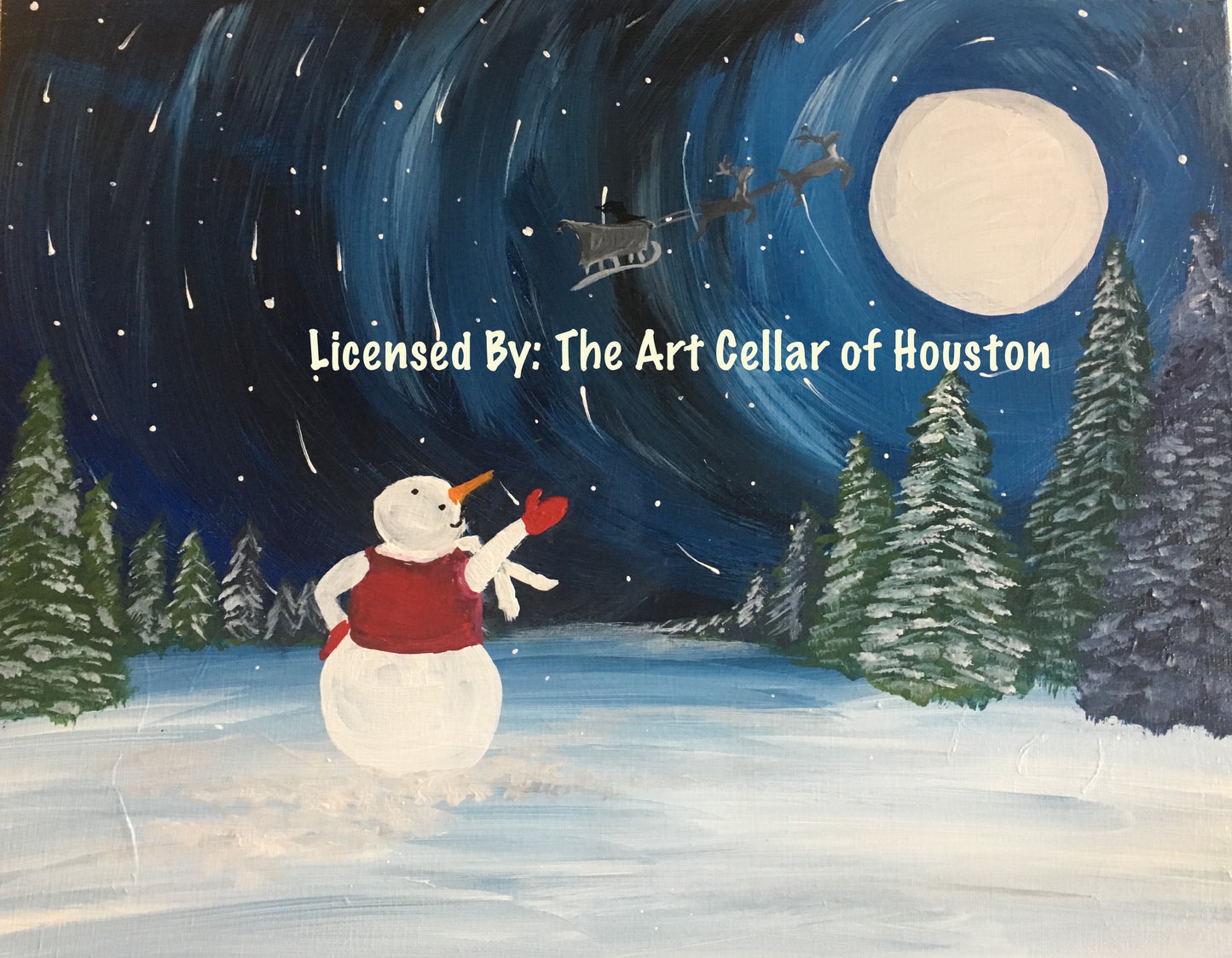 Sat, Dec 14, 9-11am “A  Stroll in Winter” Public Houston Kids Painting Class